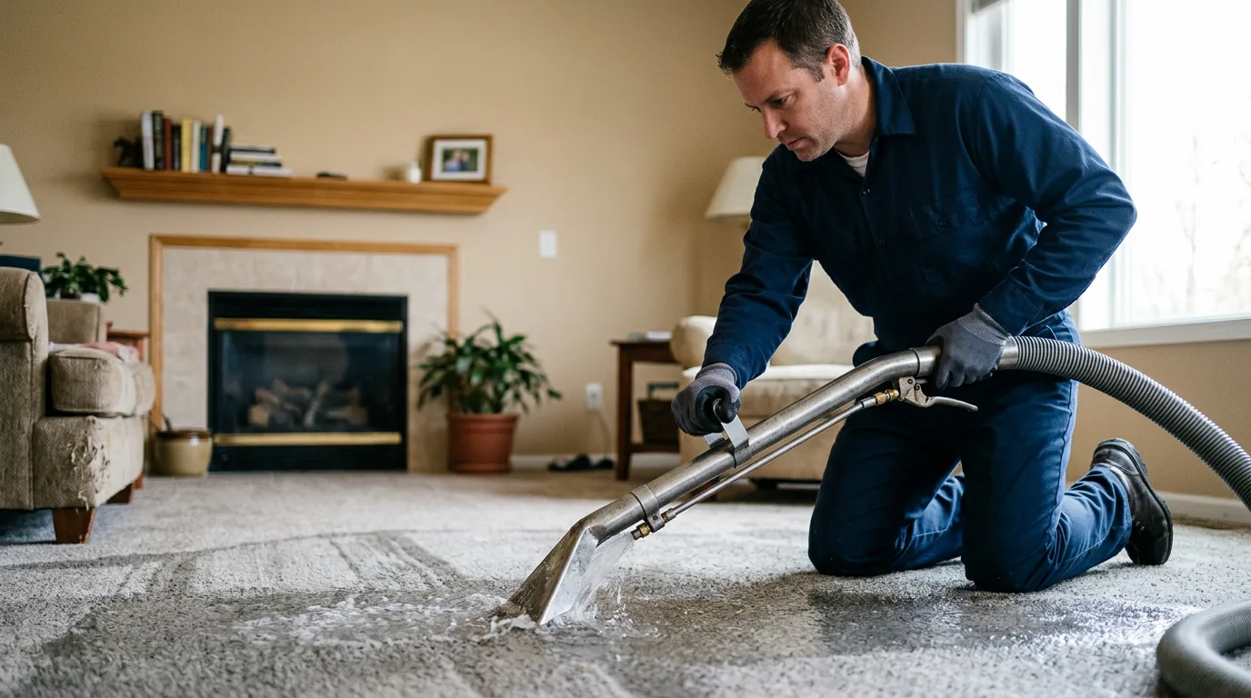 Water damage restoration technician working near Acme, PA